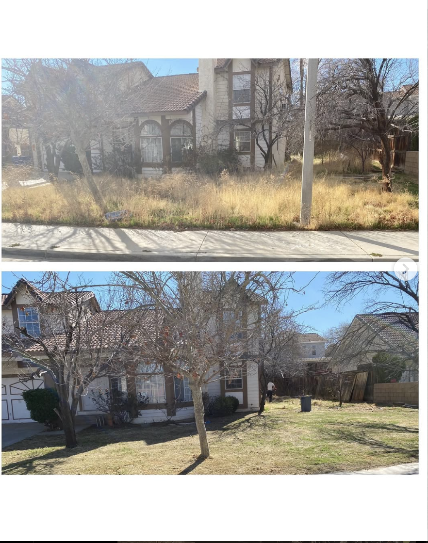 Before and after landscaping transformation by Yard Butlers AV