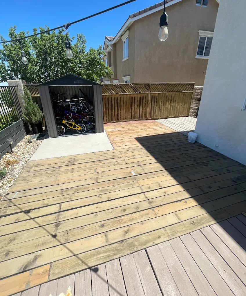 Custom wooden deck installation